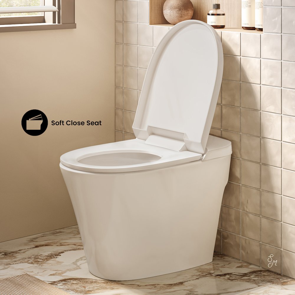 Hugo One-Piece 12" Rough-in 1.1 GPF Top Flush Elongated Toilet in Glossy White. Picture 3