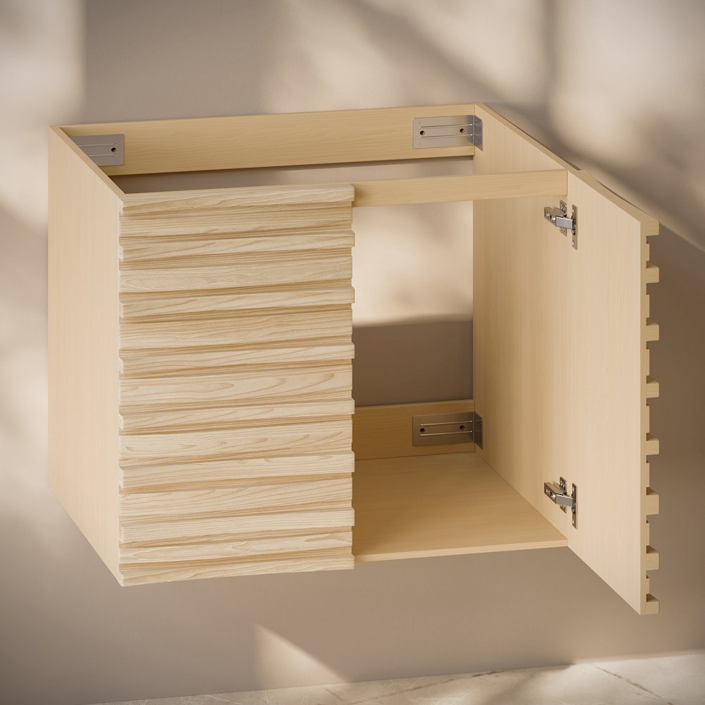 Cascade 30" Wall-Mounted Bathroom Vanity Cabinet without Top in Natural Oak. Picture 5