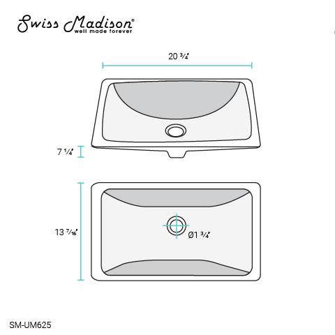 Voltaire 21 Rectangular Under-Mount Bathroom Sink. Picture 13