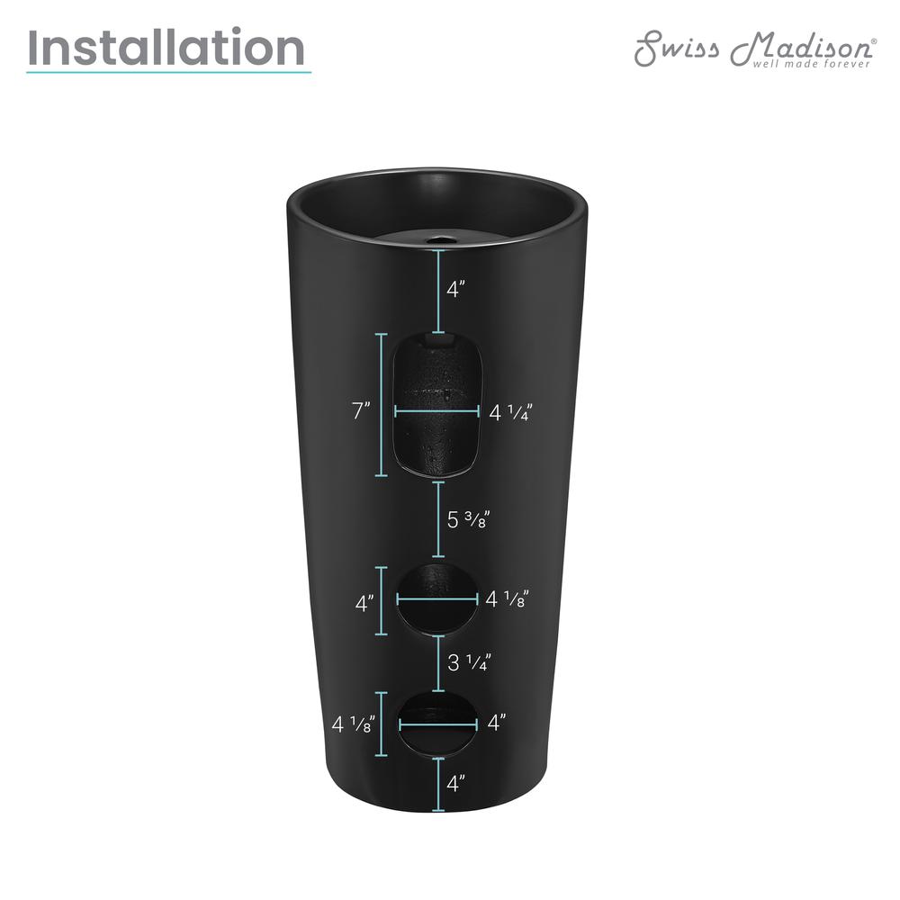 Monaco Circular Basin Pedestal Sink, Matte Black. Picture 8