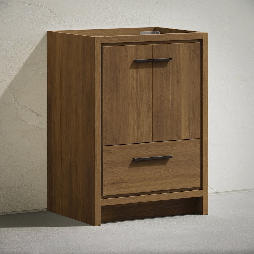 Virage 24" Freestanding Bathroom Vanity in Brown Oak without Sink Top. Picture 3