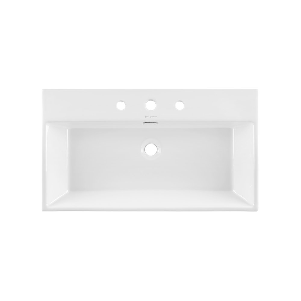 Claire 30" Rectangle Wall-Mount Bathroom Sink with 8" Widespread Holes. Picture 9