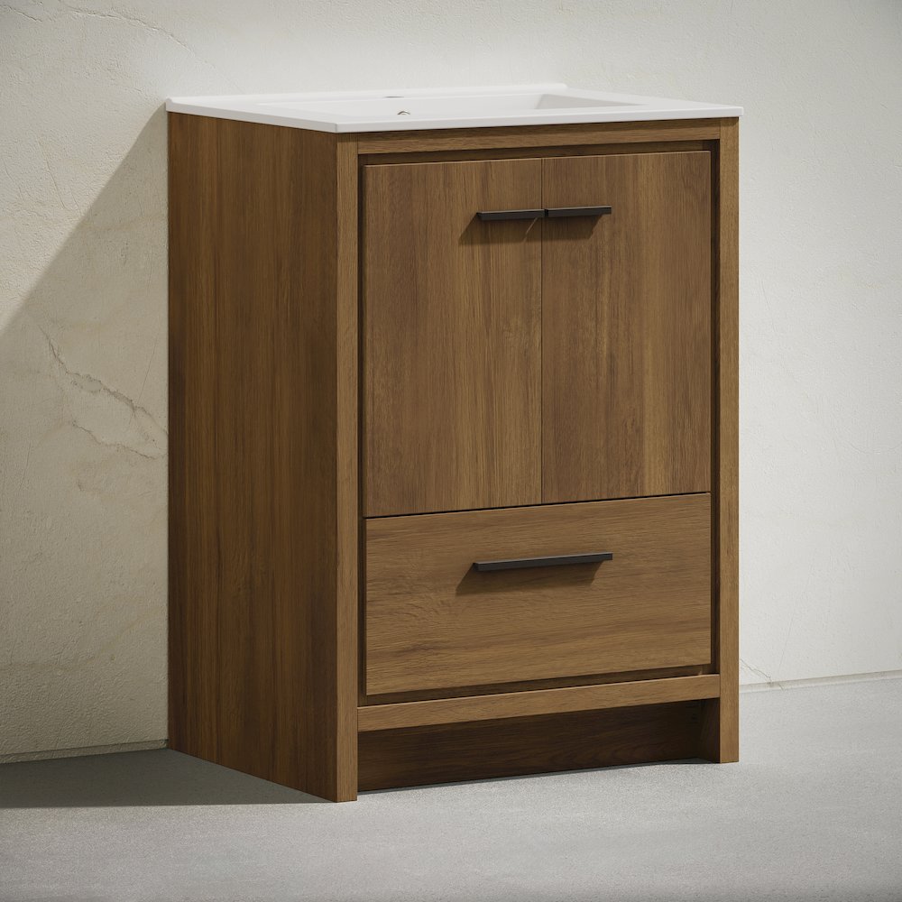 Virage 24" Freestanding Bathroom Vanity in Brown Oak with Sink Top. Picture 3