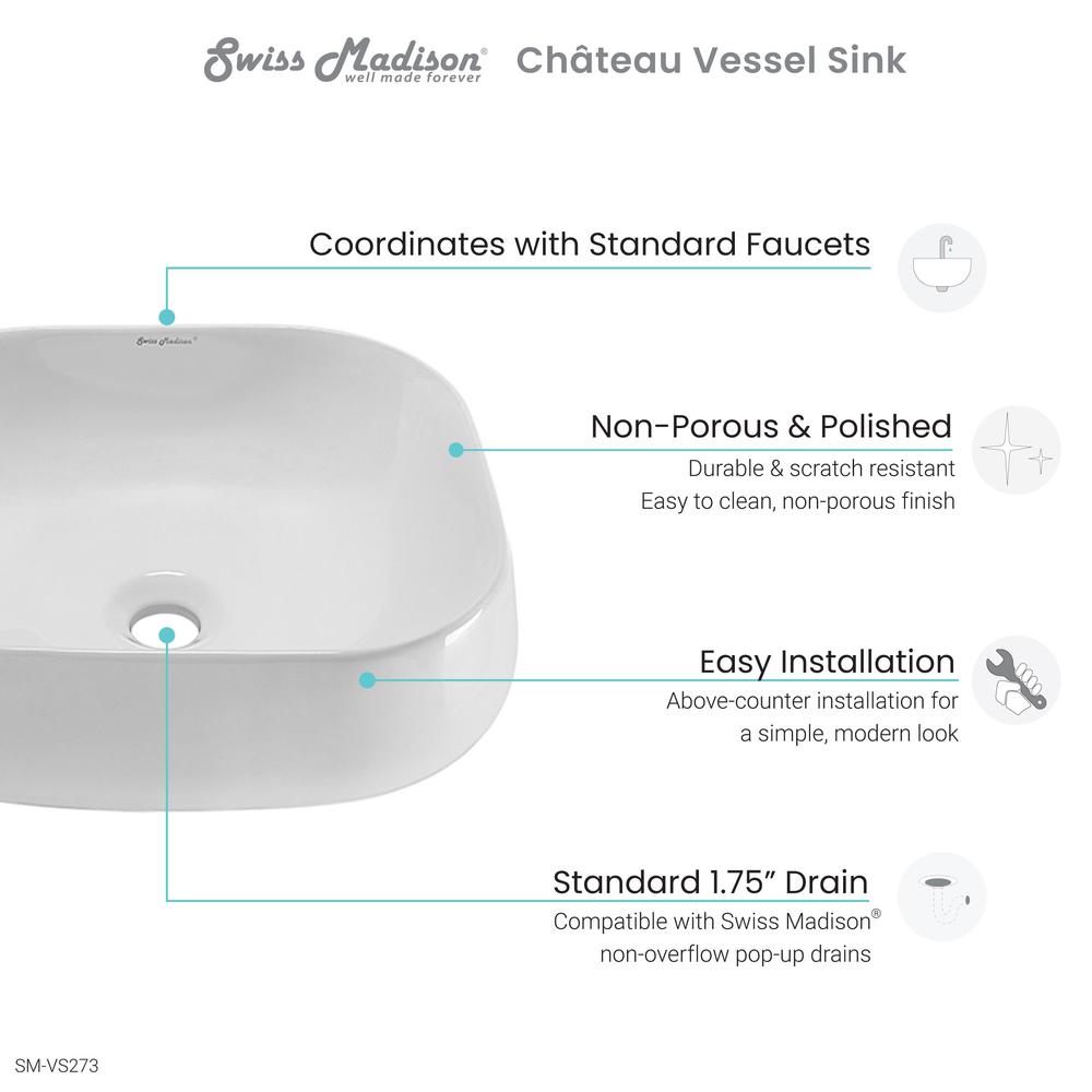 Chateau 18 Square Ceramic Vessel Sink. Picture 7