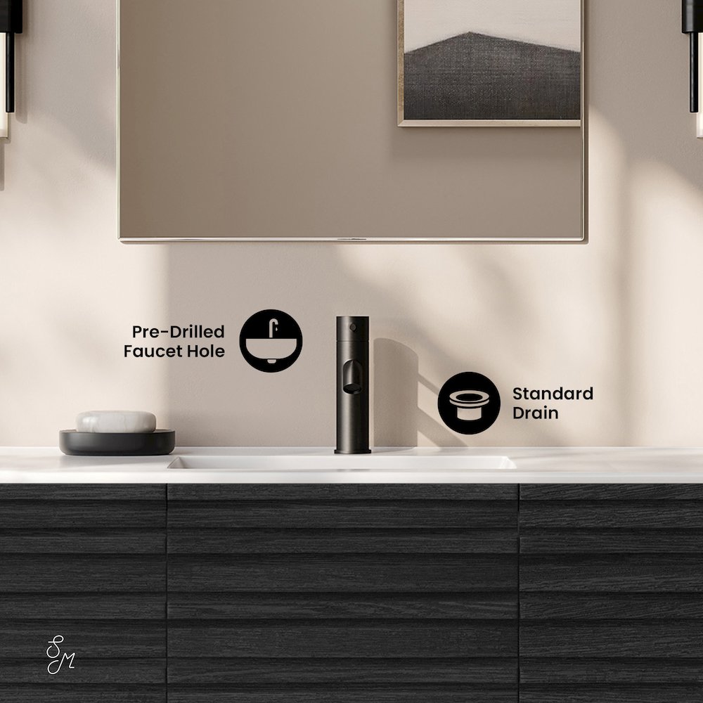 Cascade 48" Wall-Mounted Bathroom Vanity in Black Oak with Sink Top. Picture 10