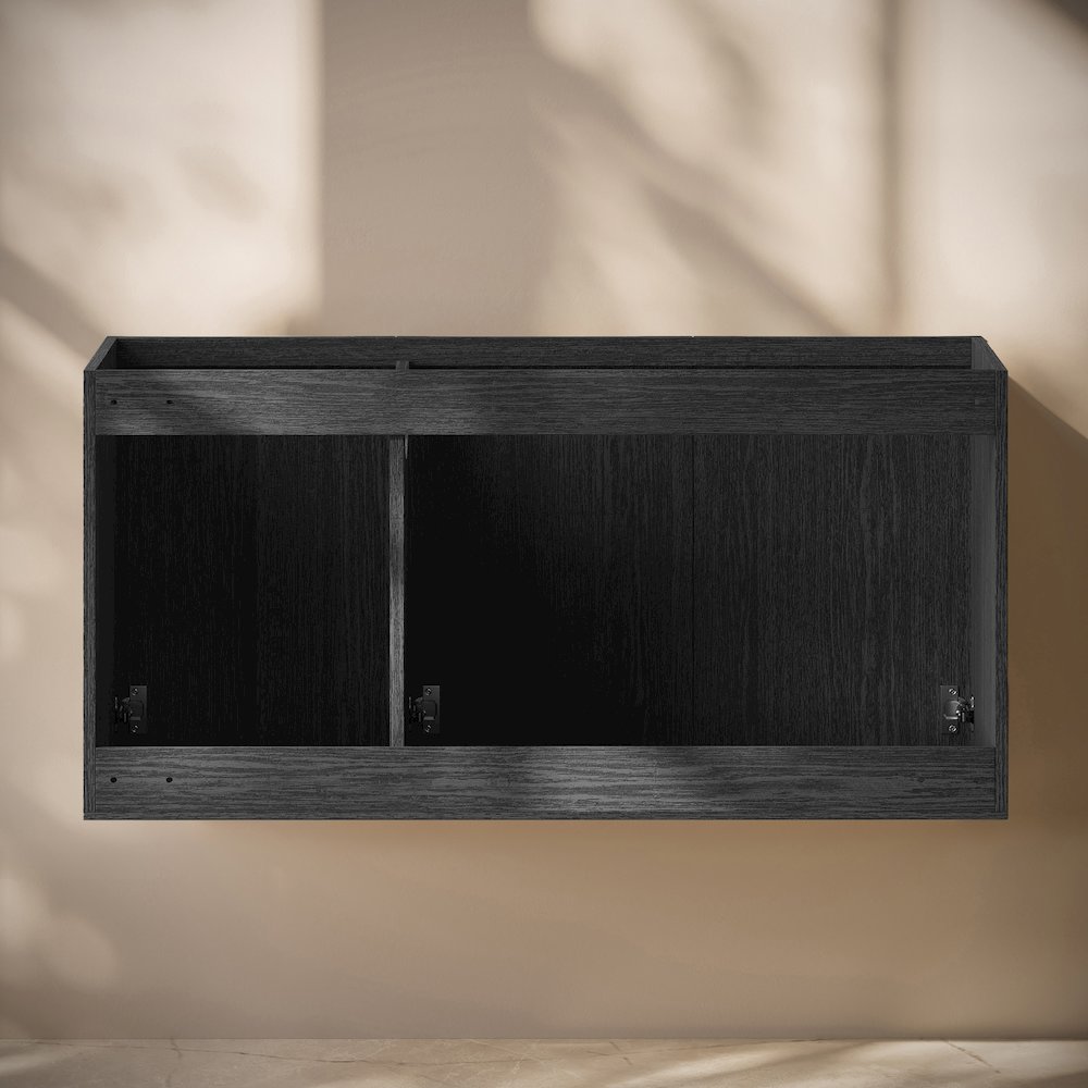 Cascade 48" Wall-Mounted Bathroom Vanity Cabinet without Top in Black Oak. Picture 4