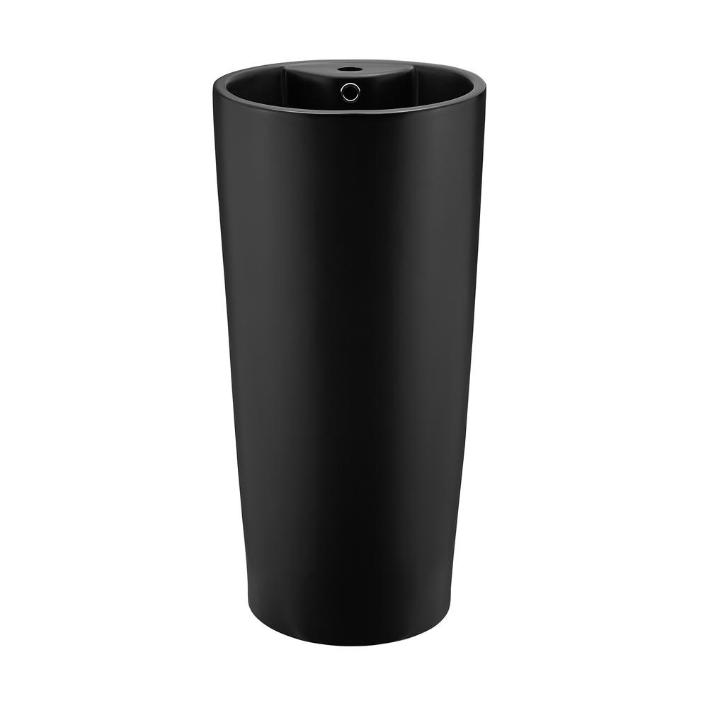 Monaco Circular Basin Pedestal Sink, Matte Black. Picture 2