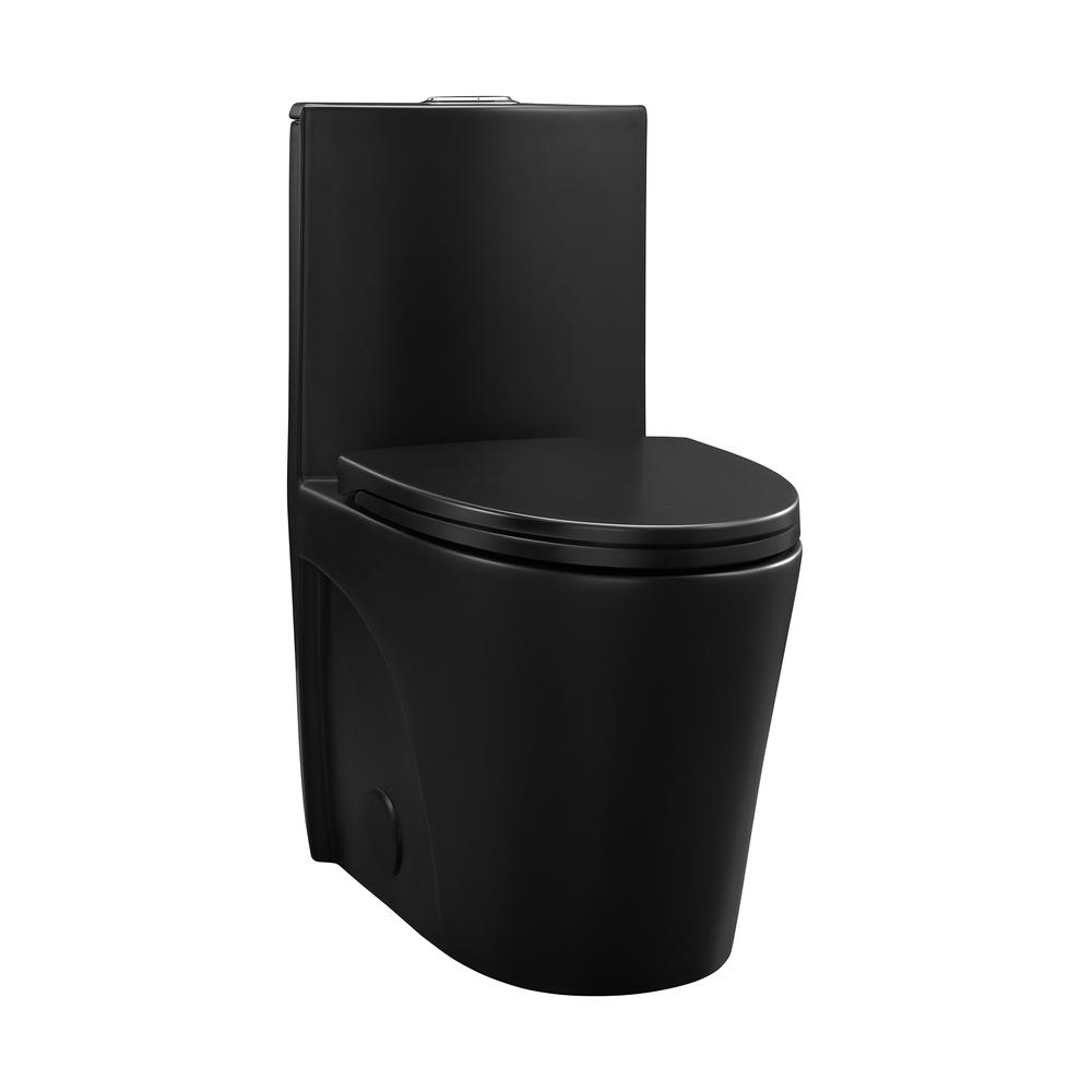 One-Piece Elongated Toilet Vortex Dual-Flush in Matte Black 1.1/1.6 gpf. Picture 1