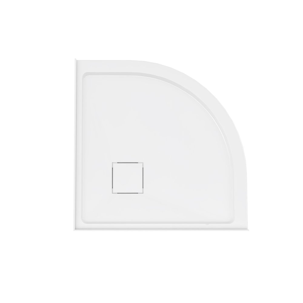 32" x 32" Corner Double-Threshold Shower Pan Base, Center Drain in Glossy White. Picture 4