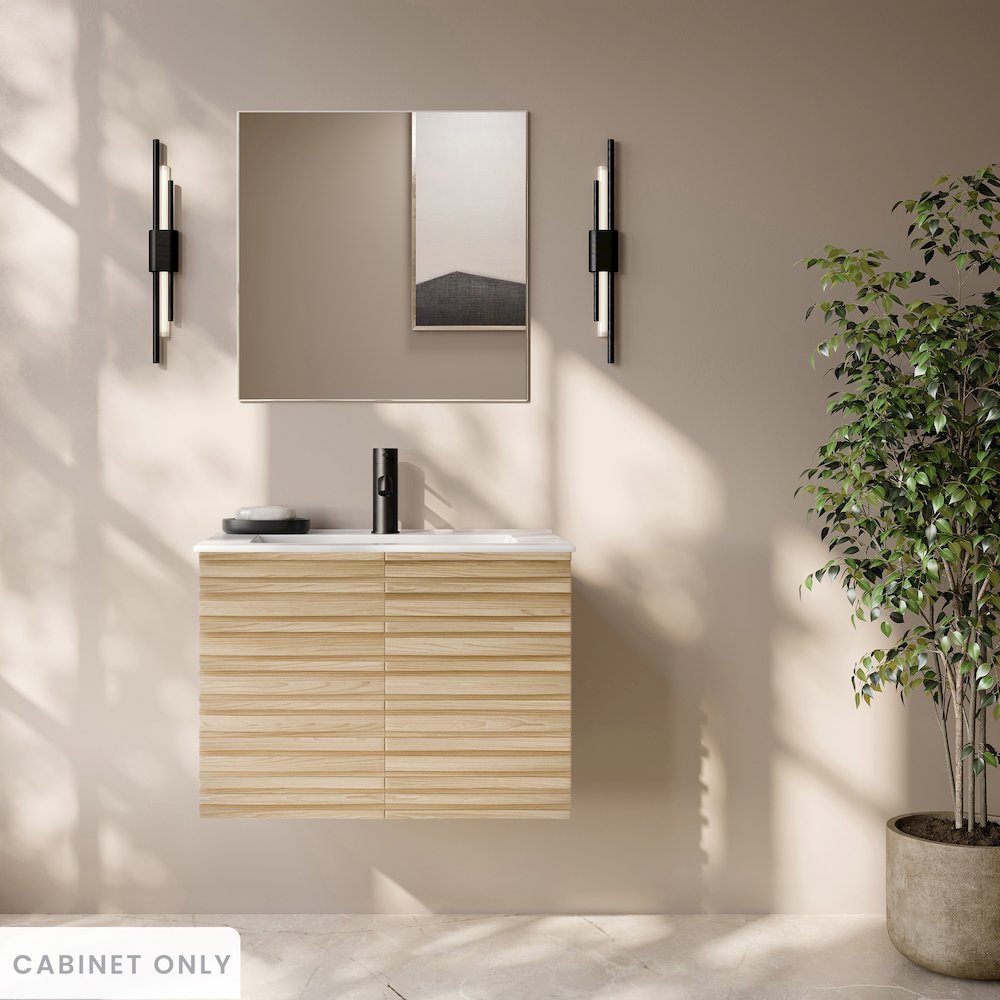 Cascade 30" Wall-Mounted Bathroom Vanity Cabinet without Top in Natural Oak. Picture 2