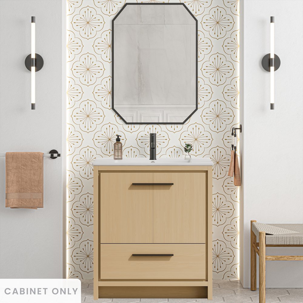 Virage 30" Freestanding Bathroom Vanity in Natural Oak without Sink Top. Picture 2