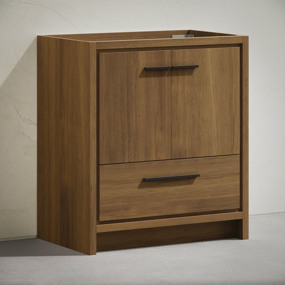 Virage 30" Freestanding Bathroom Vanity in Brown Oak without Sink Top. Picture 3