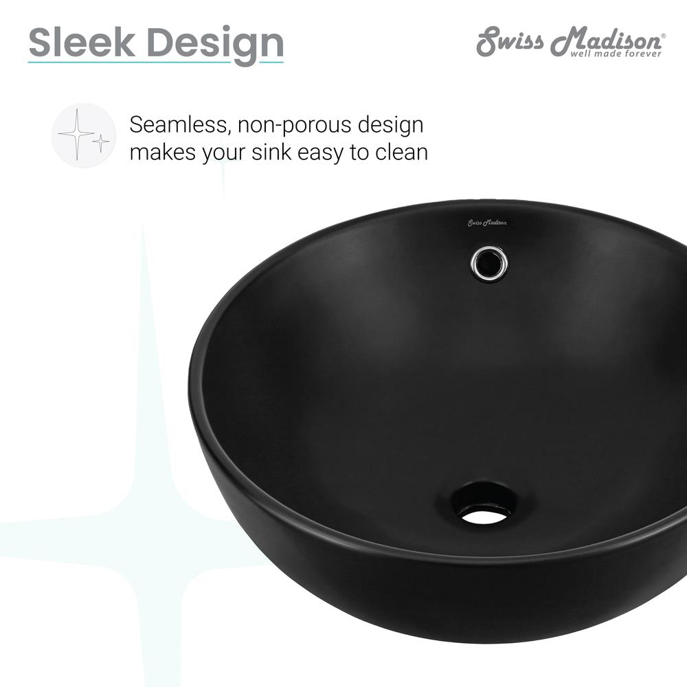 Sublime 17” Round Vessel Sink in Matte Black. Picture 14