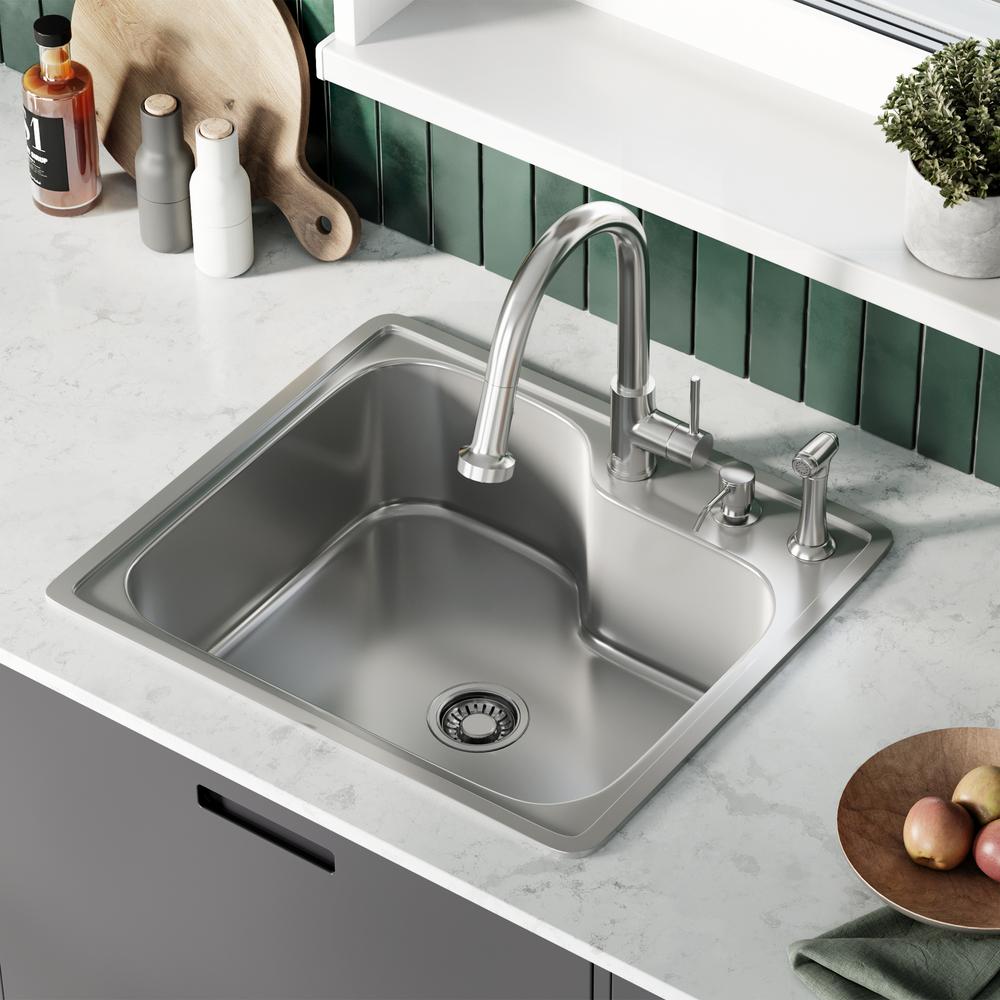 Ouvert 25 x 22 Stainless Steel Single Basin Top-Mount Kitchen Sink. Picture 17