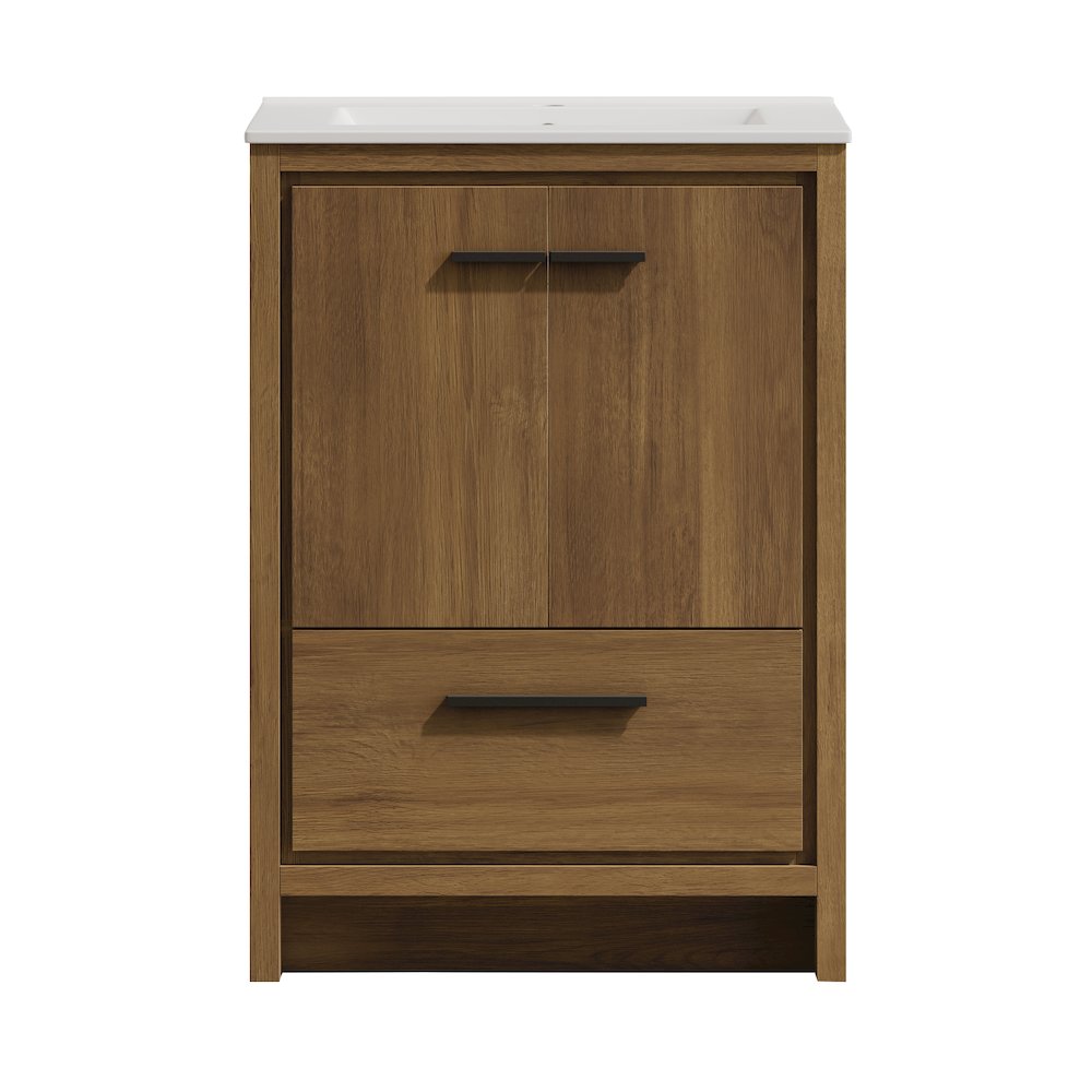 Virage 24" Freestanding Bathroom Vanity in Brown Oak with Sink Top. Picture 1