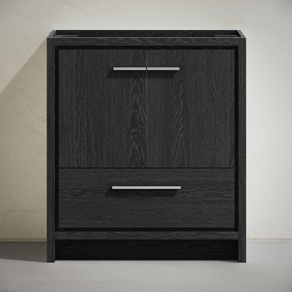 Virage 30" Freestanding Bathroom Vanity in Black Oak without Sink Top. Picture 5