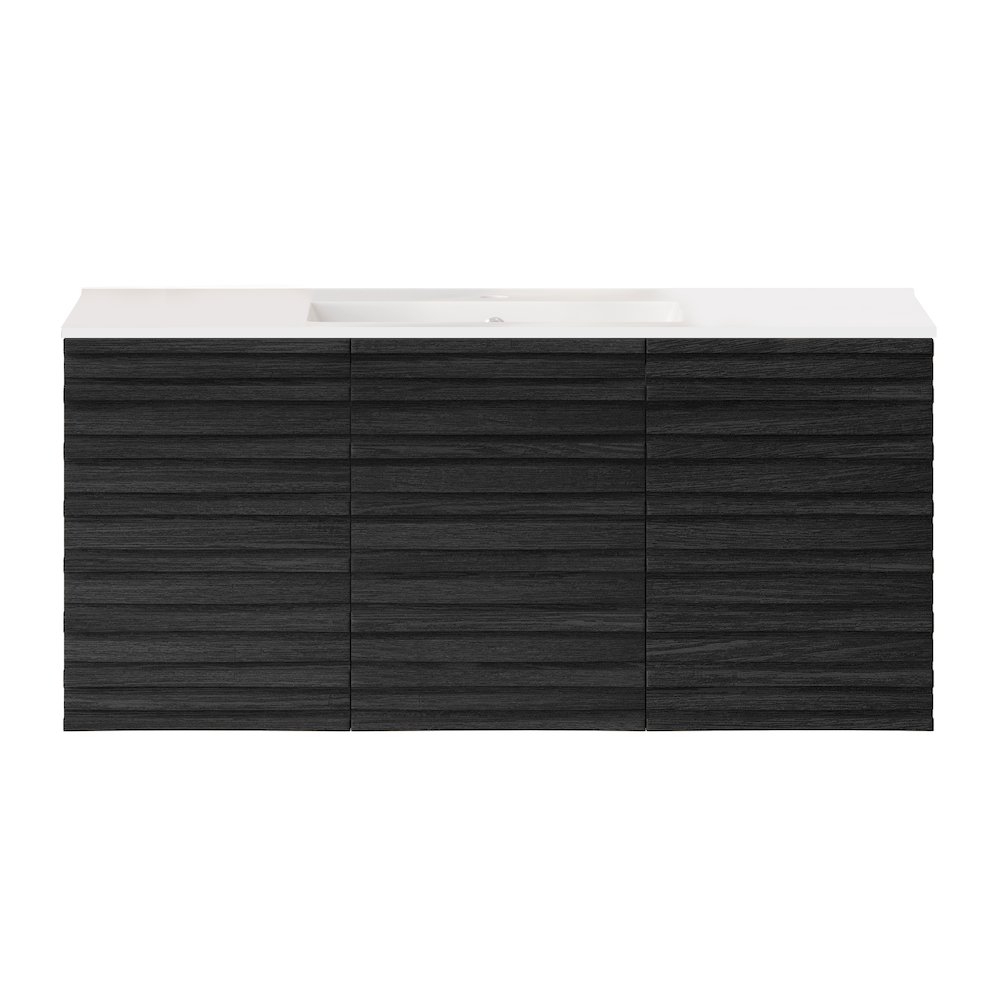 Cascade 48" Wall-Mounted Bathroom Vanity in Black Oak with Sink Top. Picture 1