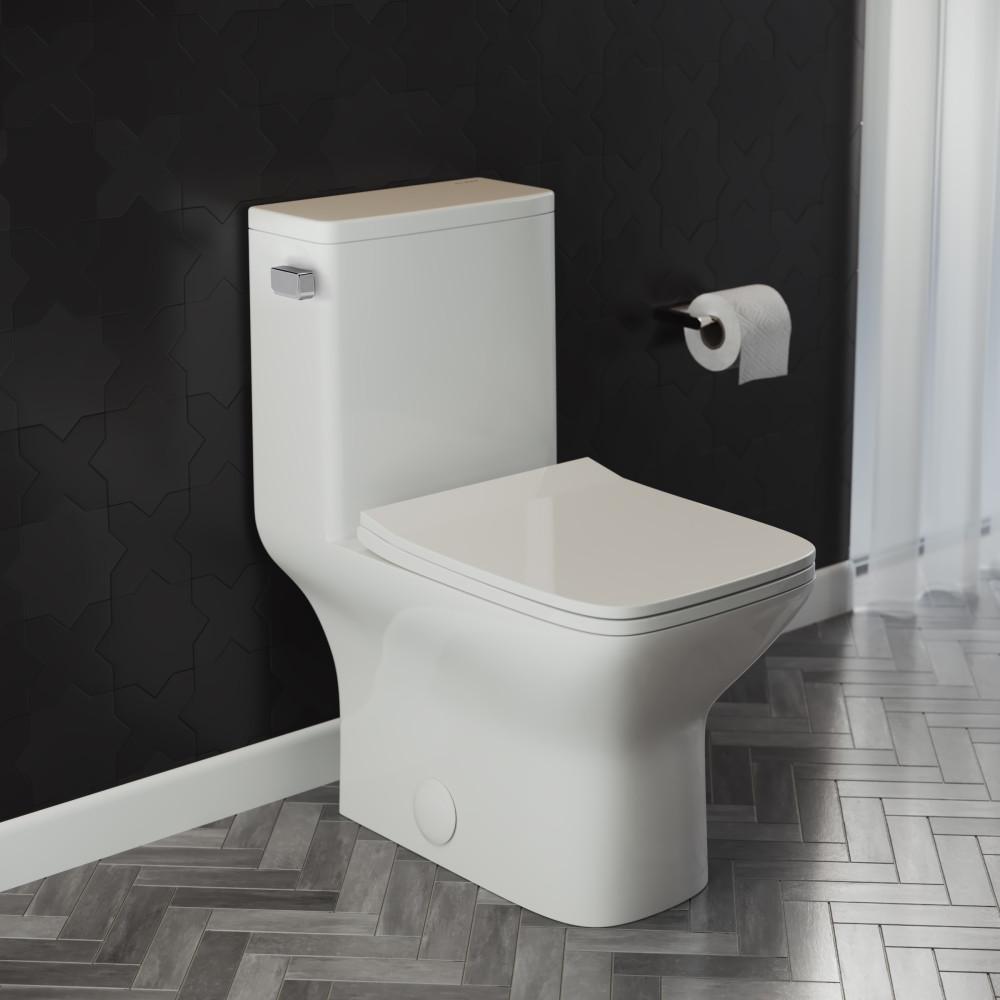 Carre One-Piece Square Toilet Left Side Flush Handle Toilet 1.28 gpf. Picture 2