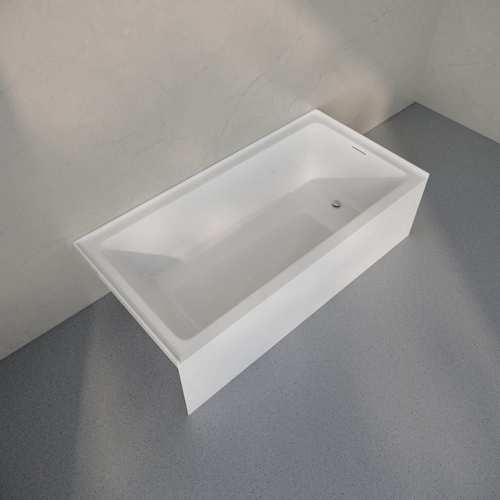 Skirted Right Drain Soaking Alcove Bathtub in Glossy White, Drain Included. Picture 7