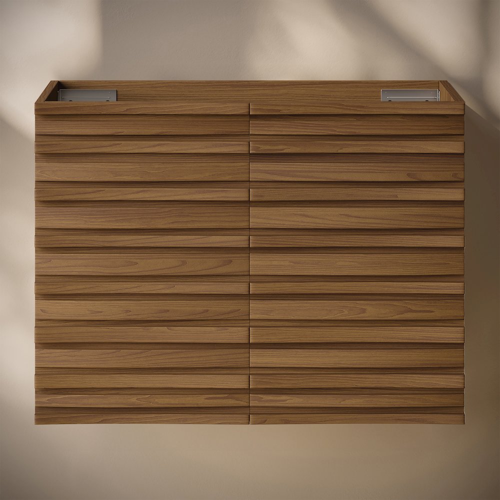 Cascade 30" Wall-Mounted Bathroom Vanity Cabinet without Top in Brown Oak. Picture 6