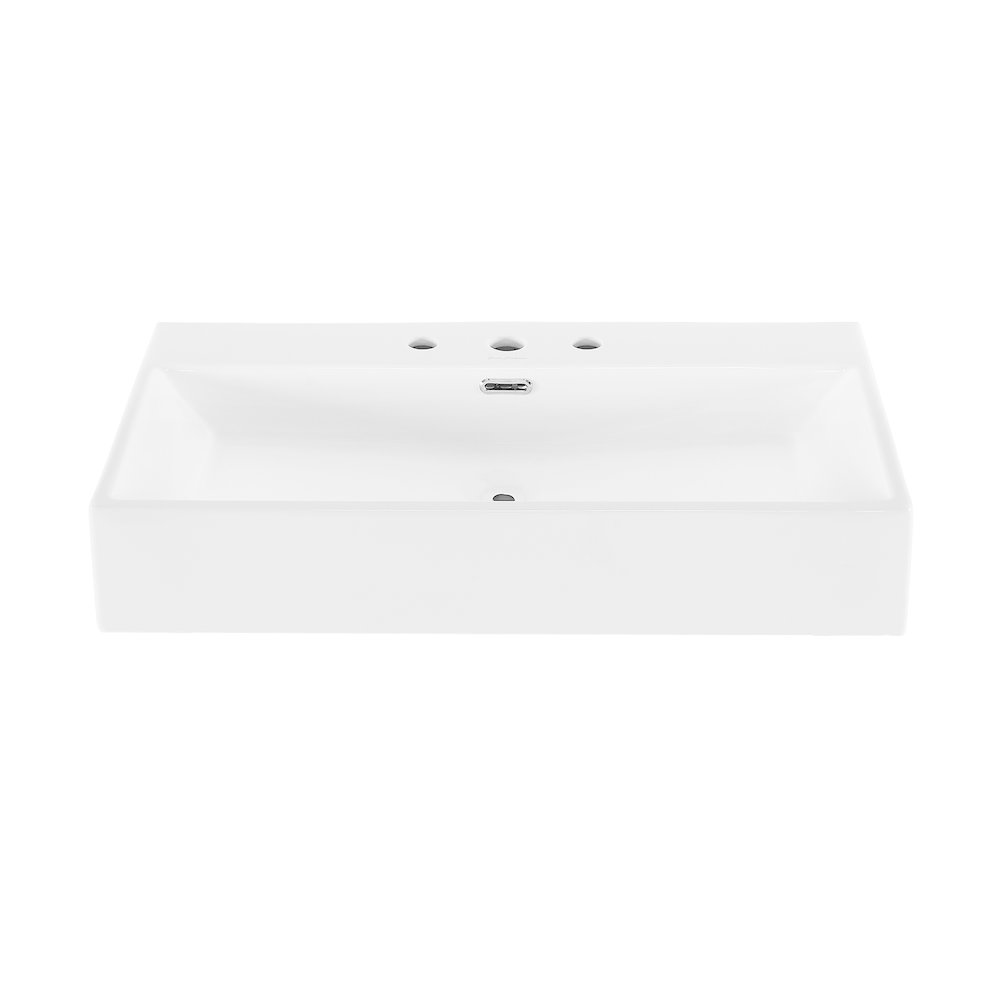 Claire 30" Rectangle Wall-Mount Bathroom Sink with 8" Widespread Holes. Picture 1