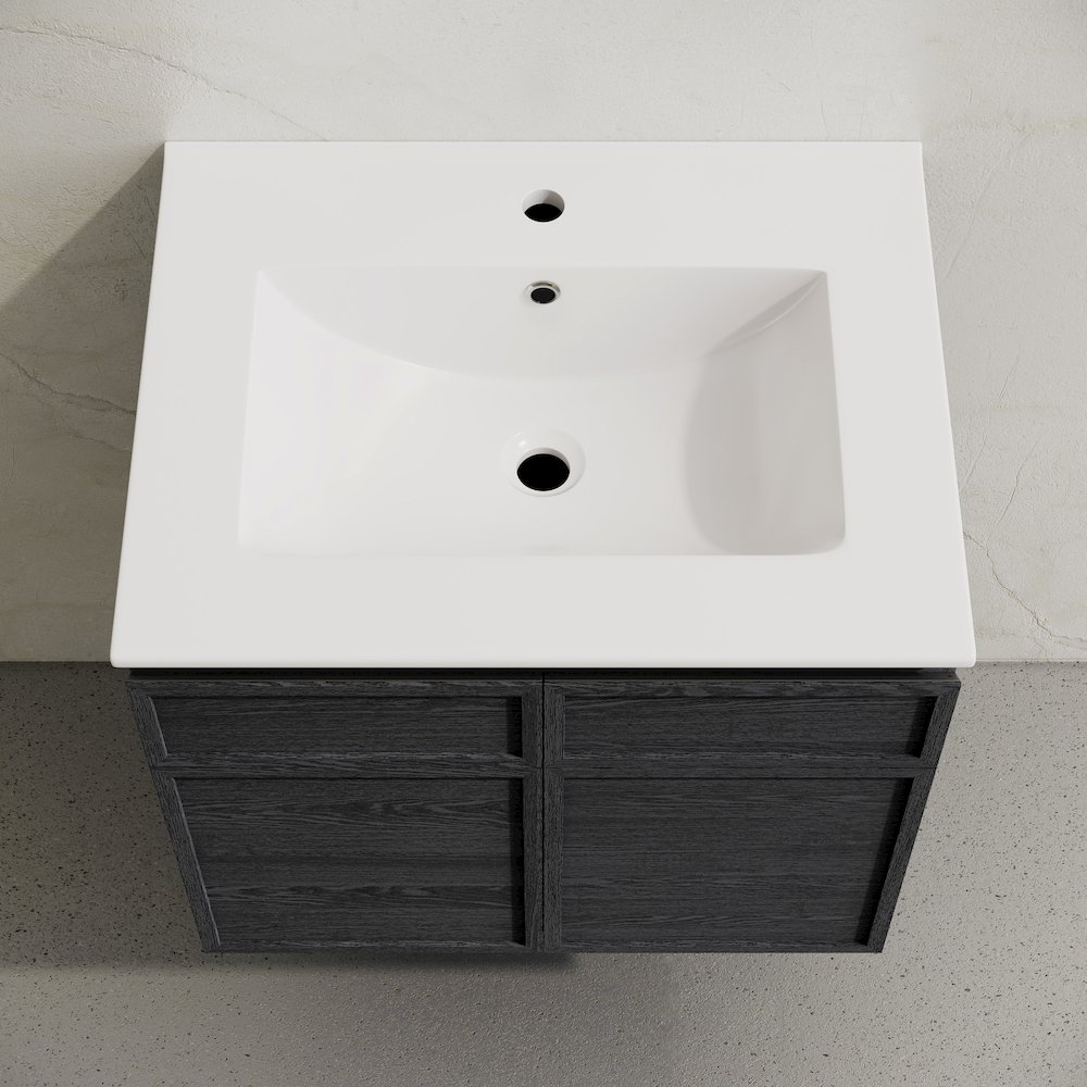 St. Tropez 24" Wall-Mounted Bathroom Vanity in Black Oak with Sink Top. Picture 4