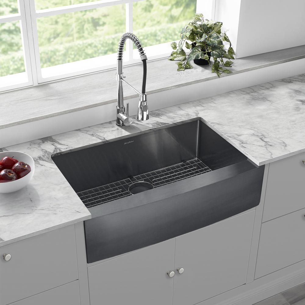 Stainless Steel, Single Basin, Farmhouse Kitchen Sink with Apron in Black. Picture 13