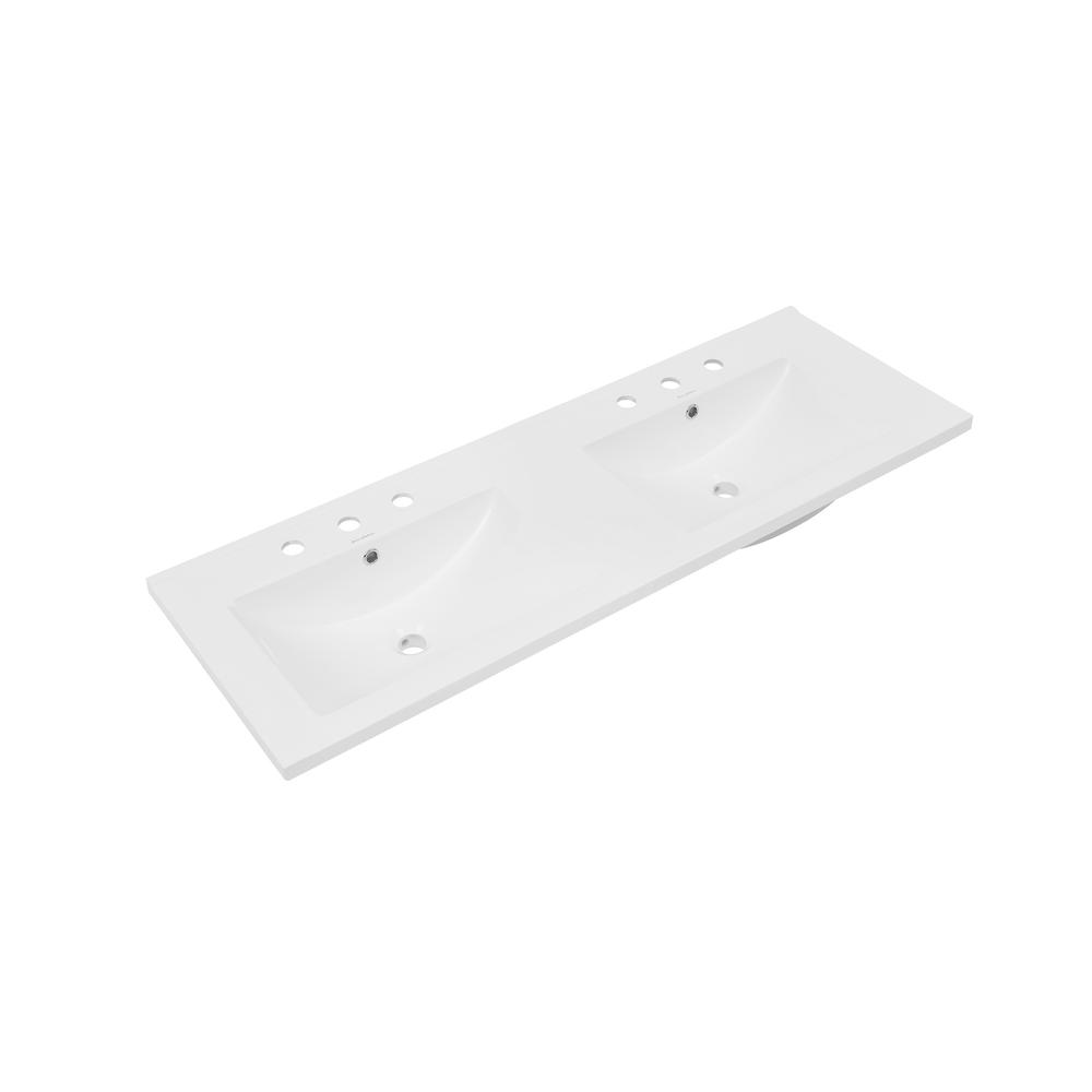 48" Ceramic Vanity Top Double Basins with 3 Holes. Picture 1