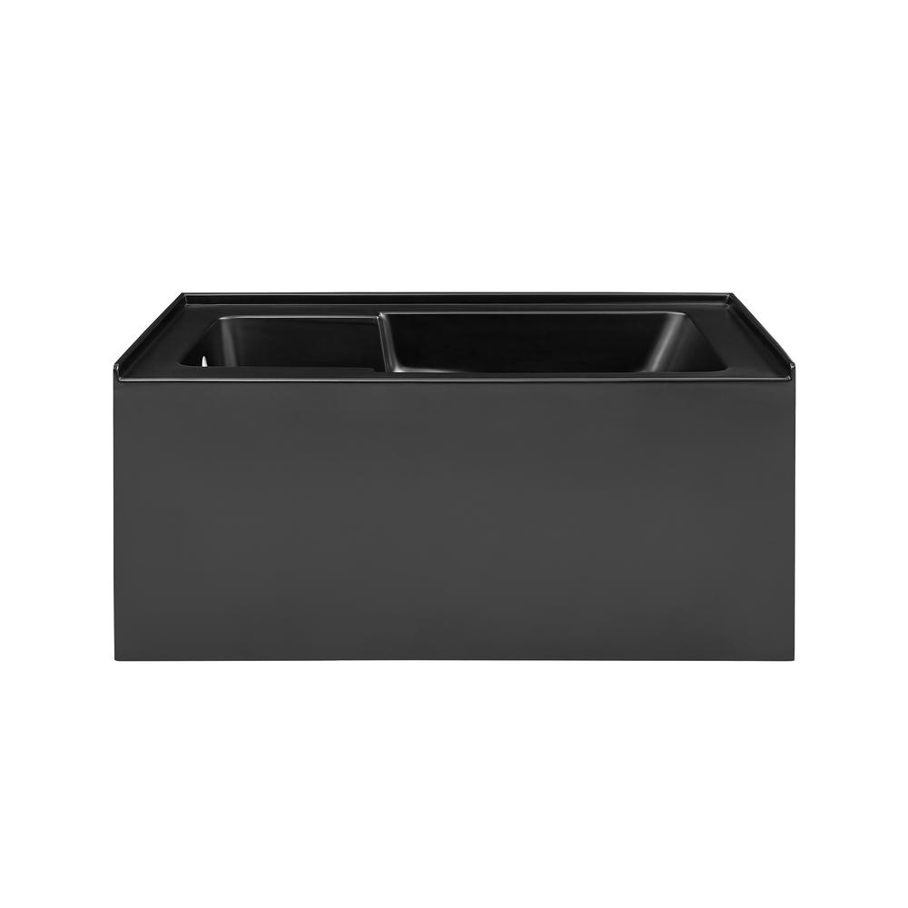 Voltaire 54" x 30" Left-Hand Drain Alcove Bathtub with Apron in Matte Black. Picture 1