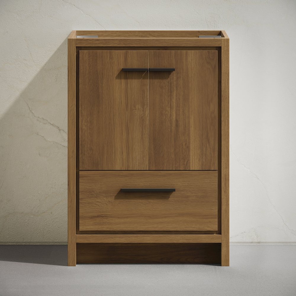 Virage 24" Freestanding Bathroom Vanity in Brown Oak without Sink Top. Picture 5