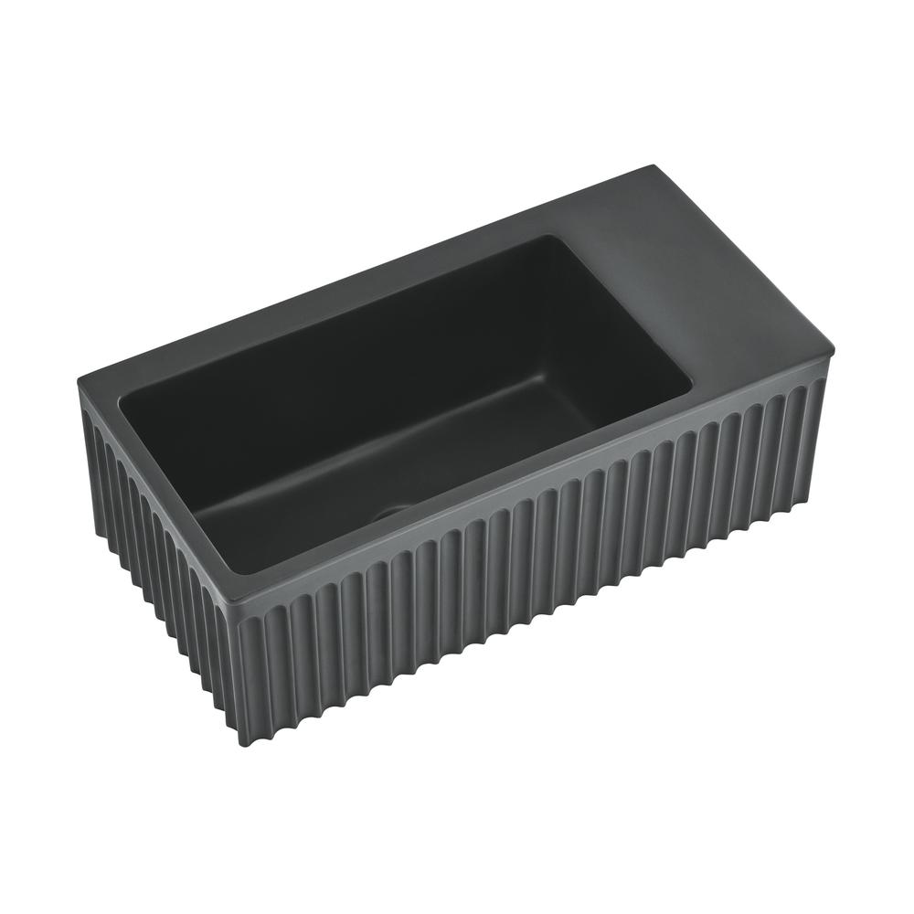 Delice 24" Rectangle Wall-Mount Bathroom Sink in Matte Black. Picture 1