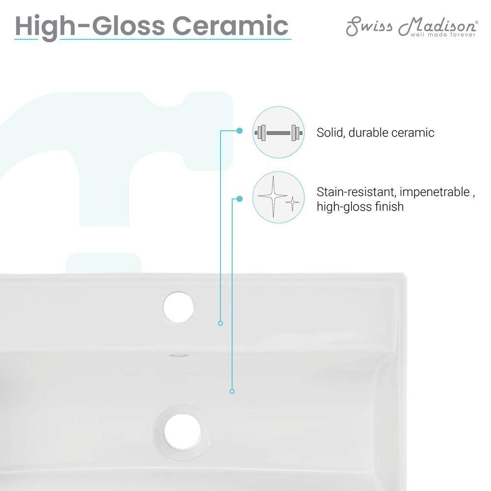 Claire 22" Wall-Mount Bathroom Sink with Silver Towel Bar. Picture 12