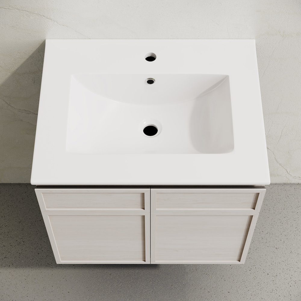 St. Tropez 24" Wall-Mounted Bathroom Vanity in White Oak with Sink Top. Picture 4