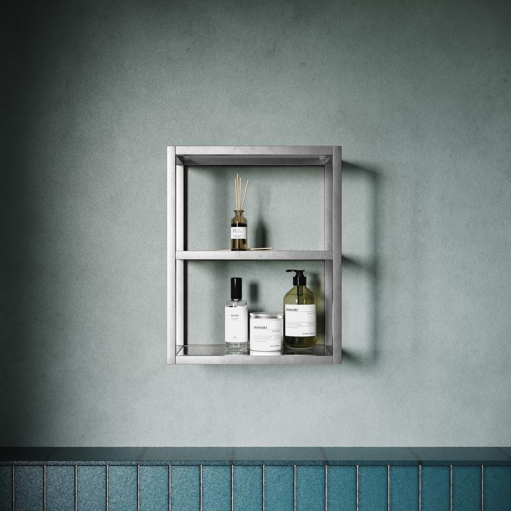 Pierre 16"x20"x10" Wall-Mounted Linen Cabinet in Chrome. Picture 2