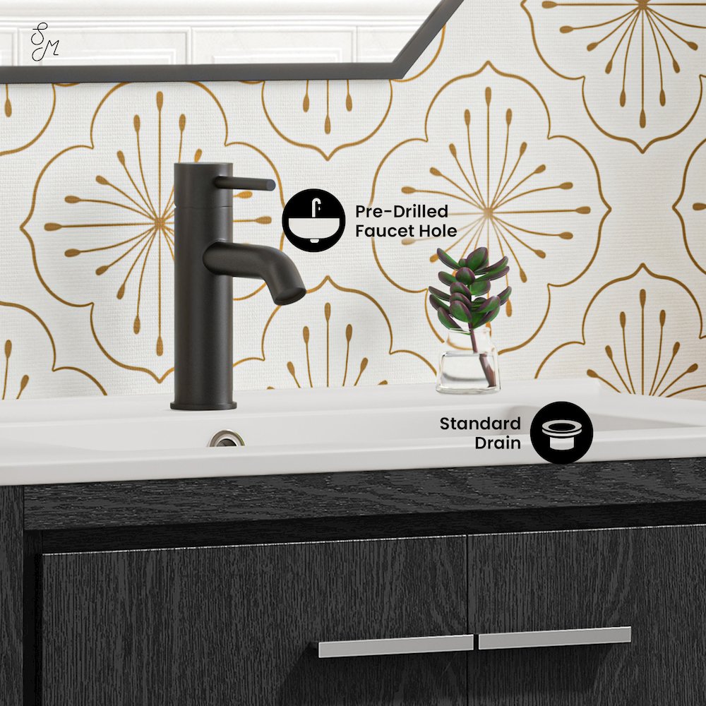 Virage 30" Freestanding Bathroom Vanity in Black Oak with Sink Top. Picture 9