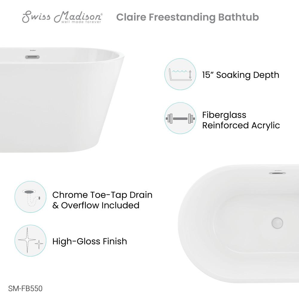 Claire 48" Freestanding Bathtub. Picture 3