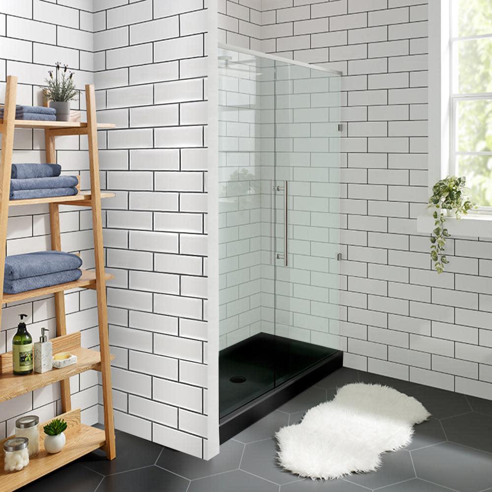 Voltaire 48" x 32" Acrylic Black, Single-Threshold, Center Drain, Shower Base. Picture 2