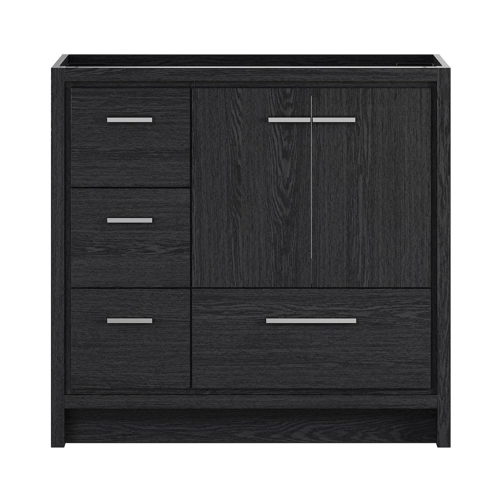 Virage 36" Freestanding Bathroom Vanity in Black Oak without Sink Top. Picture 1