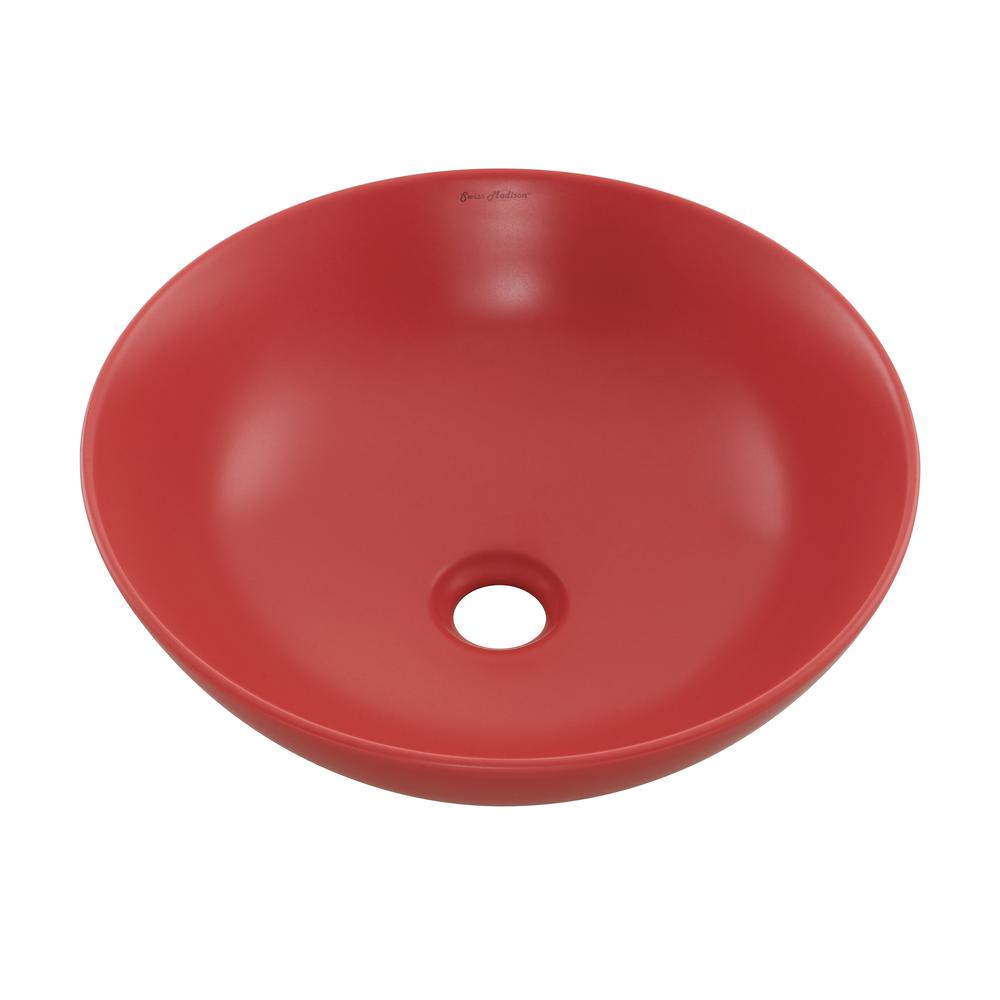 Classe 16 Ceramic Sink in Matte Red. Picture 3