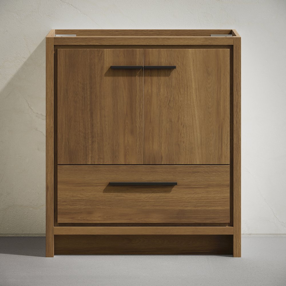 Virage 30" Freestanding Bathroom Vanity in Brown Oak without Sink Top. Picture 5