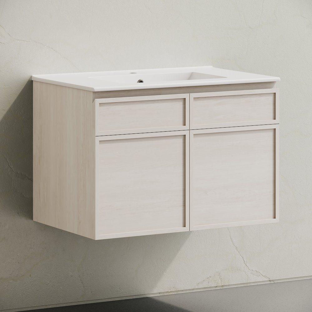St. Tropez 30" Wall-Mounted Bathroom Vanity in White Oak with Sink Top. Picture 3
