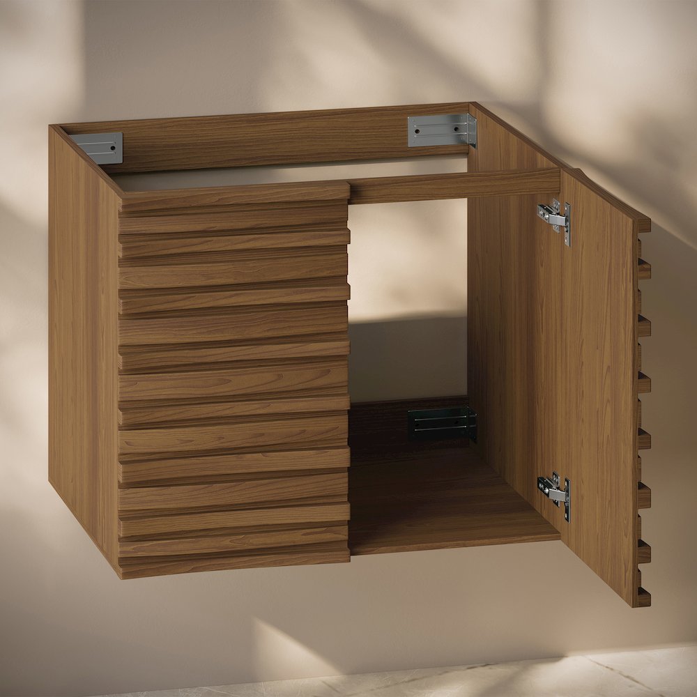 Cascade 30" Wall-Mounted Bathroom Vanity Cabinet without Top in Brown Oak. Picture 5
