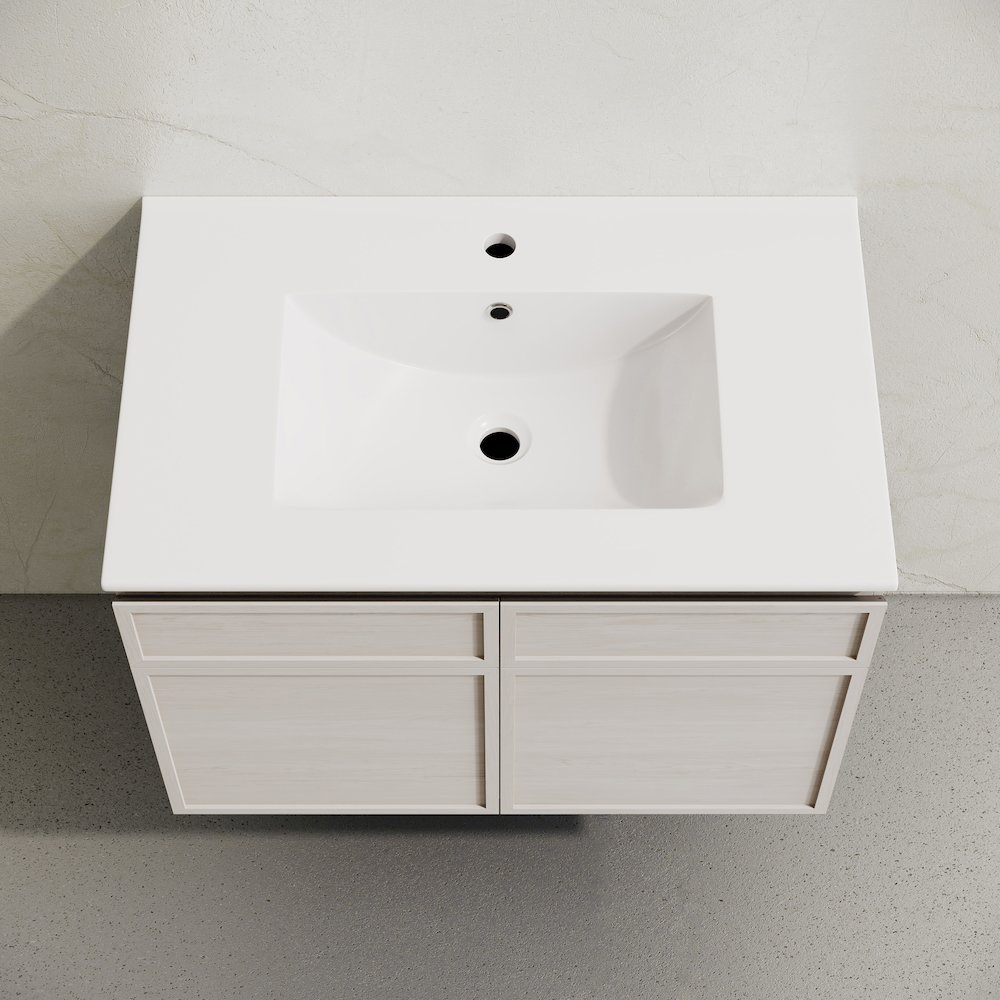 St. Tropez 30" Wall-Mounted Bathroom Vanity in White Oak with Sink Top. Picture 4