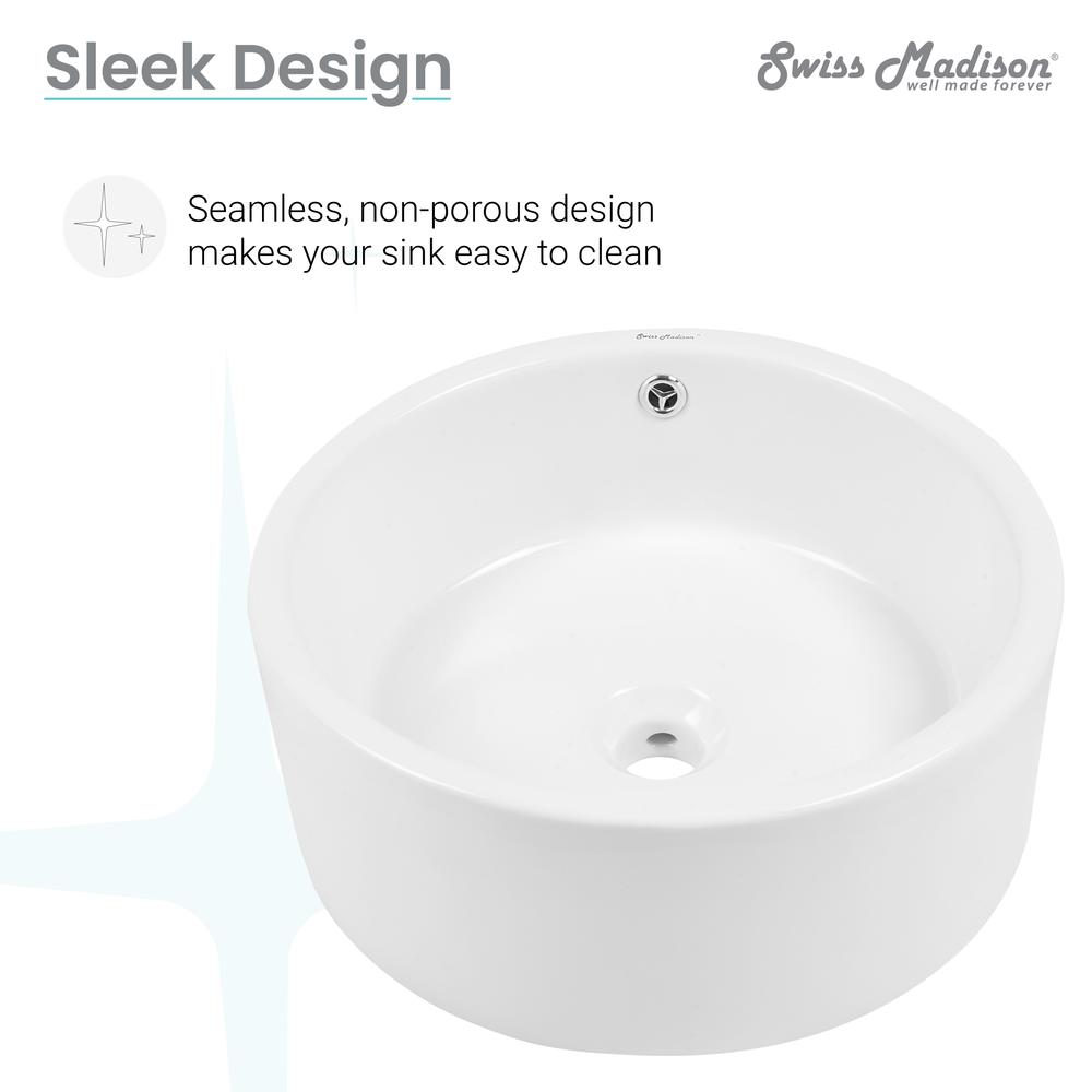 Monaco Round Ceramic Bathroom Vessel Sink in White. Picture 12