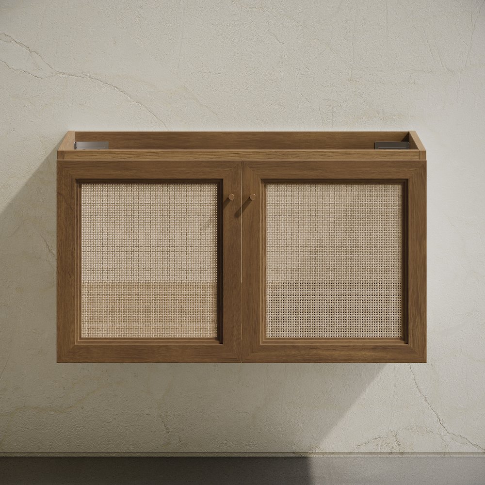 Classe 36" Wall-Mounted Bathroom Vanity in Brown Oak without Sink Top. Picture 4
