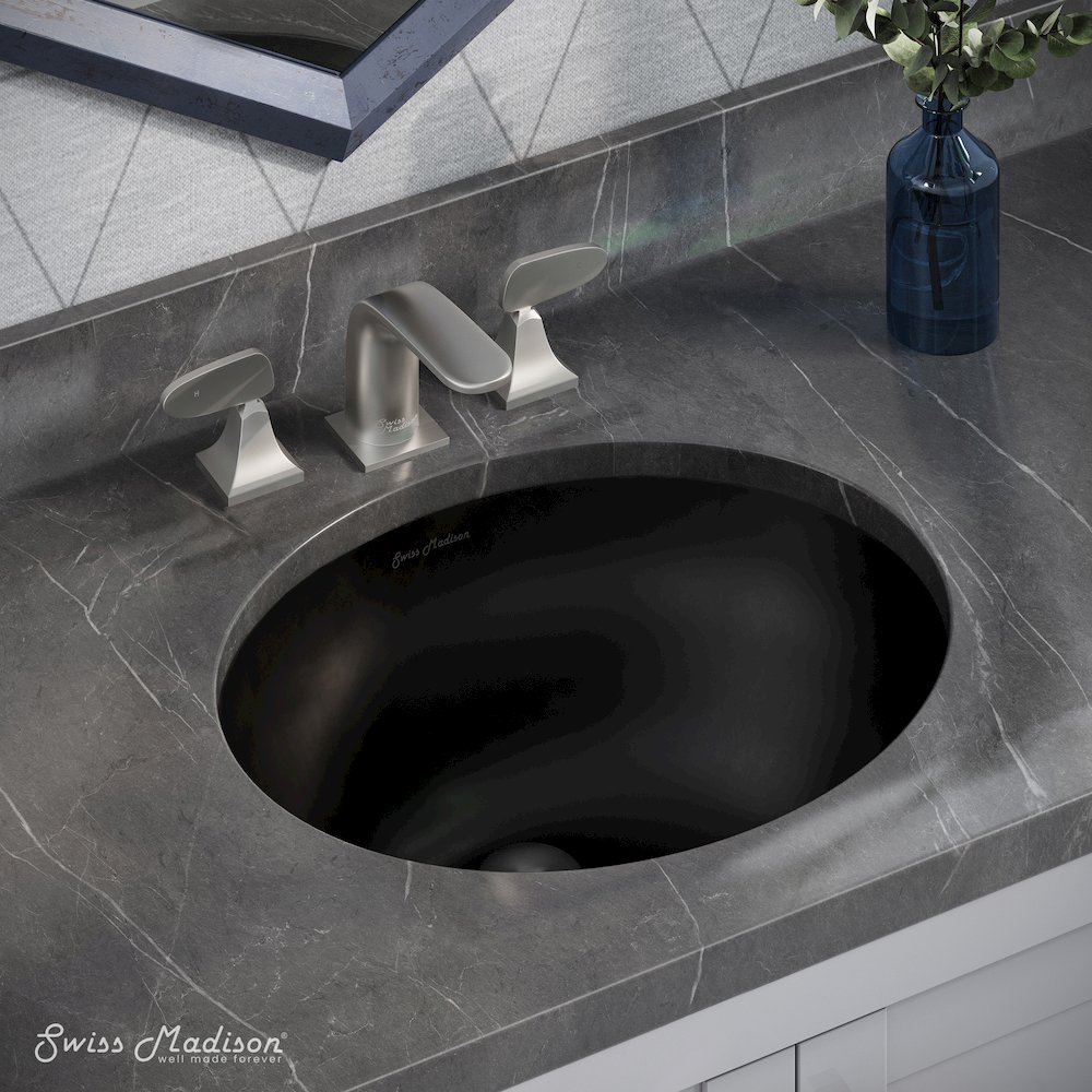 Plaisir 16.5" Ceramic Undermount Bathroom Sink in Matte Black. Picture 5