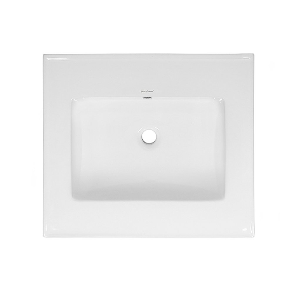 18" Zero Hole Vanity Sink Top in Glossy White. Picture 4