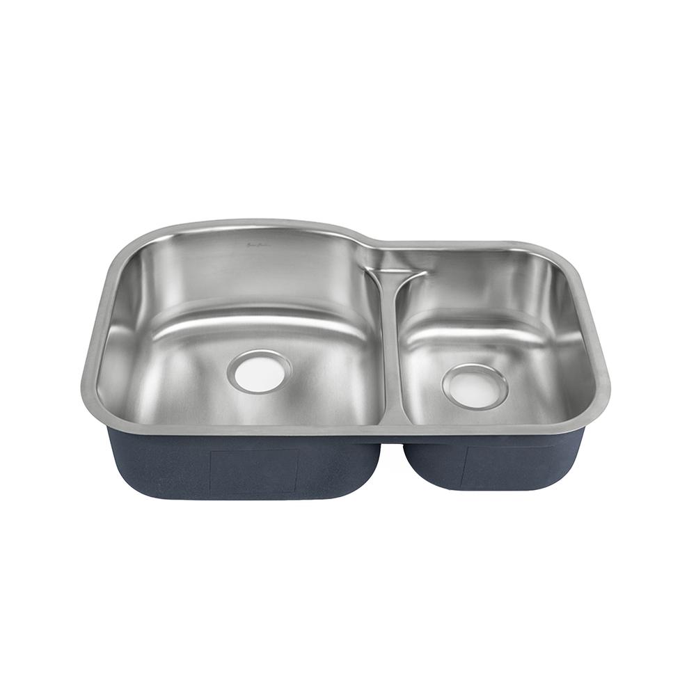 Toulouse 32 x 21 Stainless Steel, Dual Basin, Undermount Kitchen Sink. Picture 1