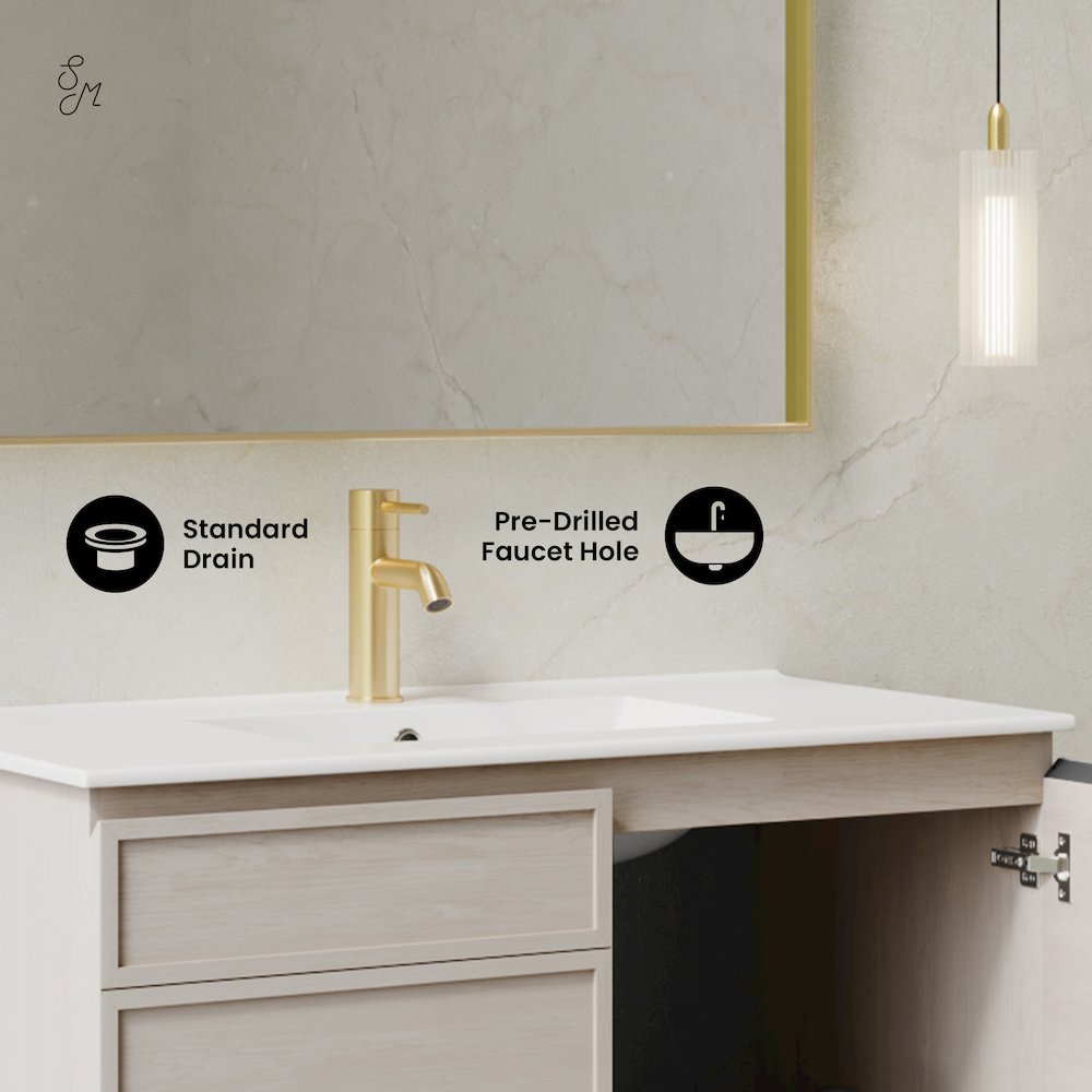 St. Tropez 36" Wall-Mounted Bathroom Vanity in White Oak with Sink Top. Picture 10