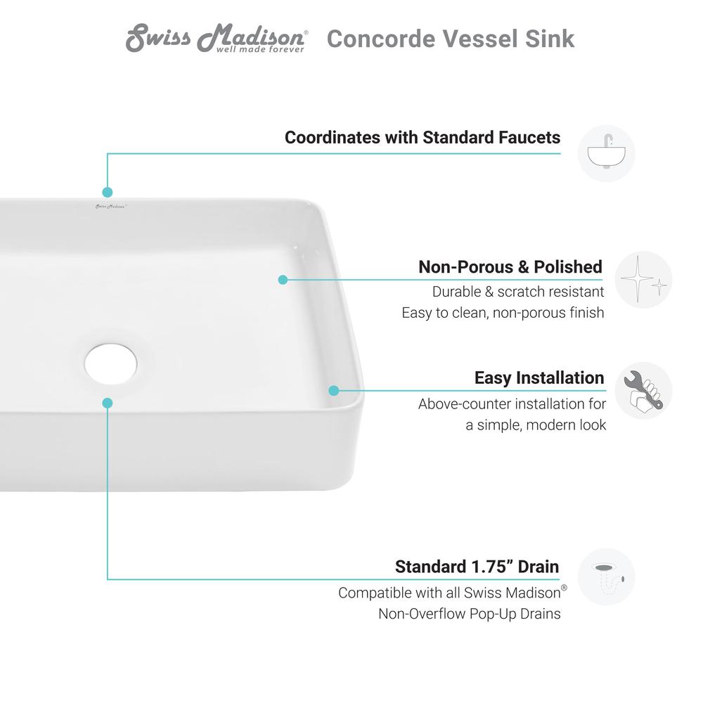 Concorde Rectangle Ceramic Vessel Sink. Picture 7